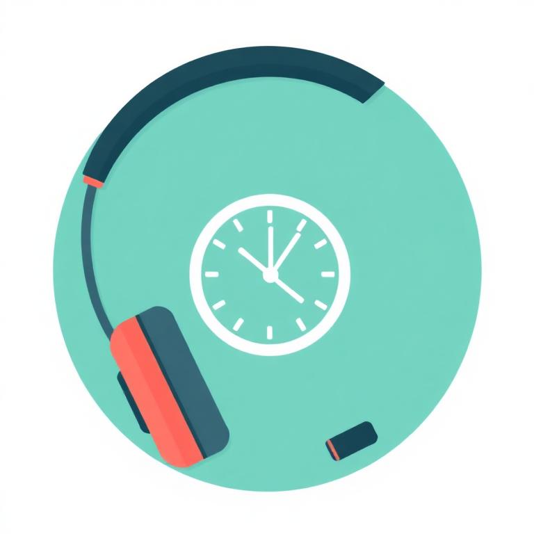 Illustration: Headset mit Uhr im Hintergrund für 24/7-Erreichbarkeit